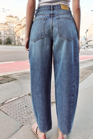 Z1975 HIGH-WAIST BARREL JEANS WITH SEAMS - Mid-blue by Zara - Image 6