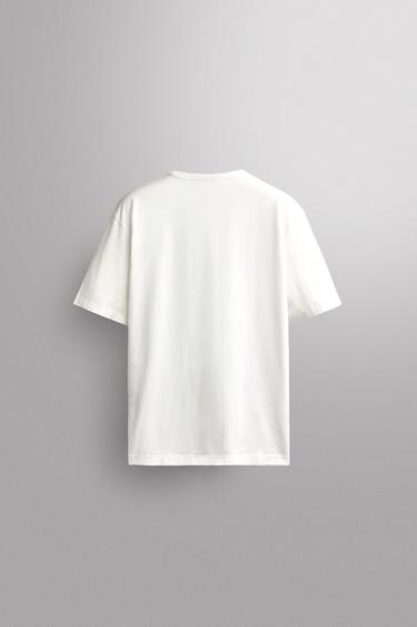 CAMISETA ALGODÓN TEXTO ESTAMPADO - Blanco de Zara