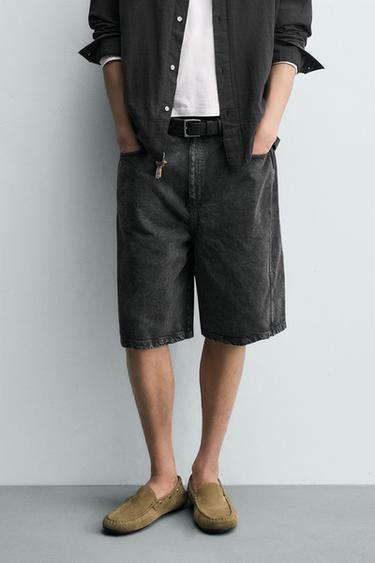 BERMUDA BAGGY FIT - Carbón de Zara