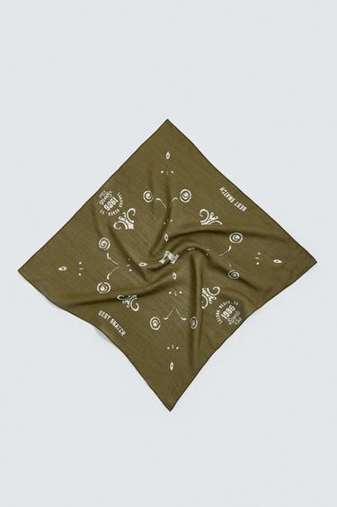 Zara PAISLEY PRINT BANDANA - Khaki - Image 0