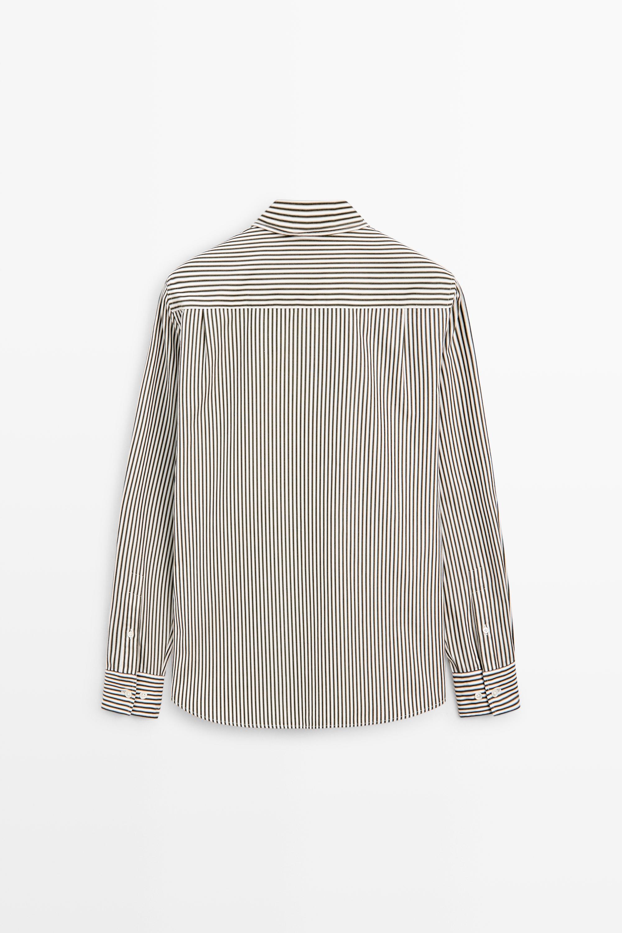 Regular fit striped poplin shirt