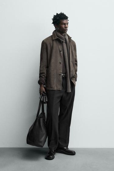 LIMITED EDITION SUEDE LEATHER JACKET - Mink by Zara