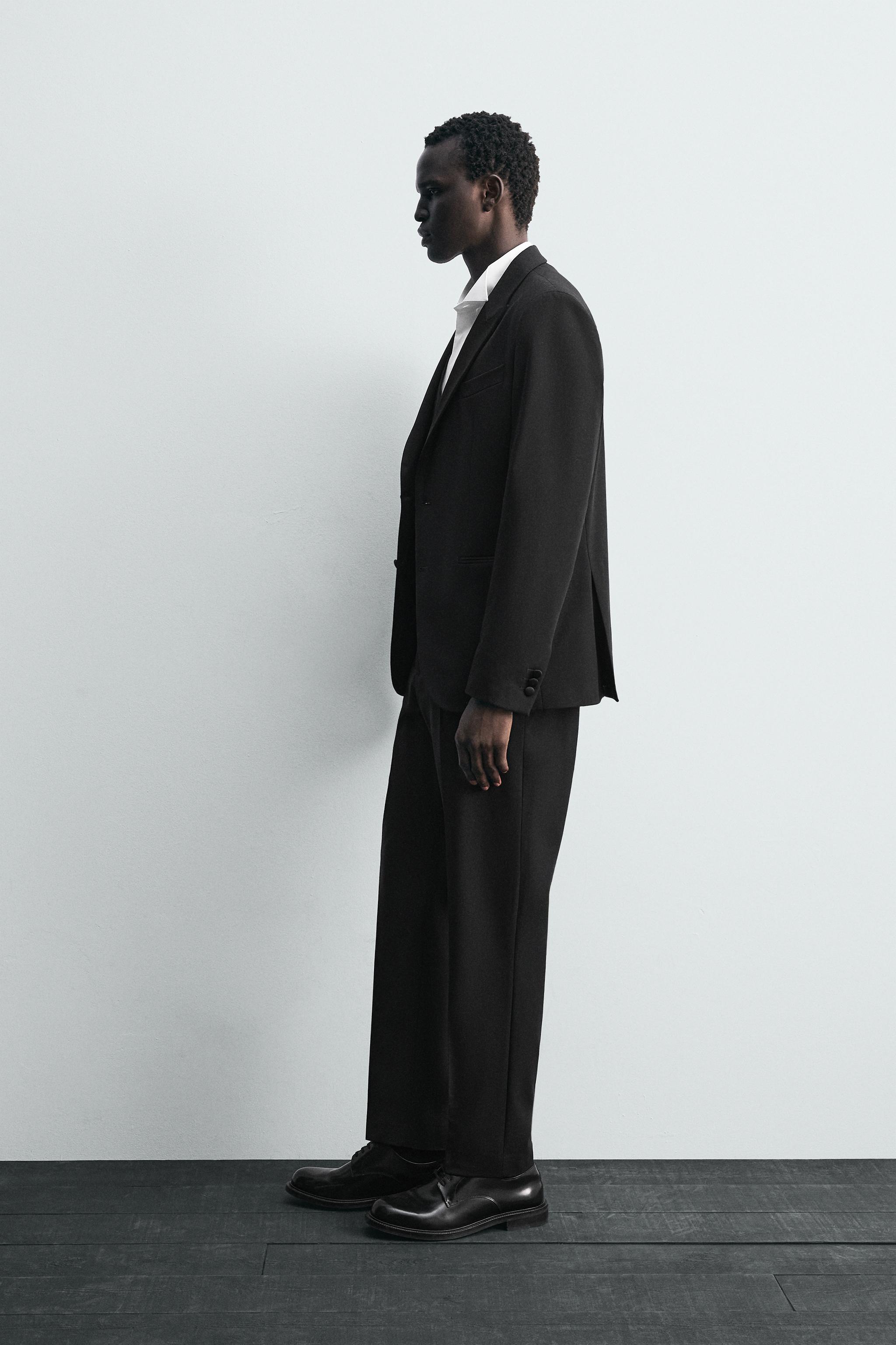 WOOL BLEND TUXEDO SUIT BLAZER