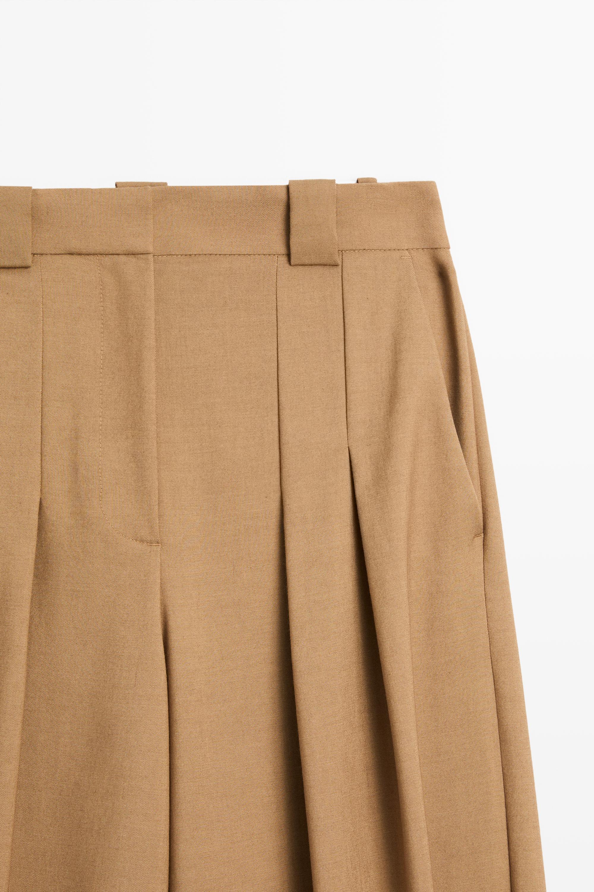 Pleated wool-blend pants