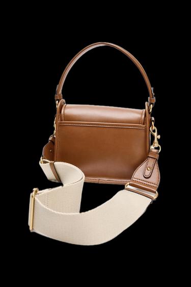 Zara CLOSURE DETAIL CROSSBODY BAG - Dark tan