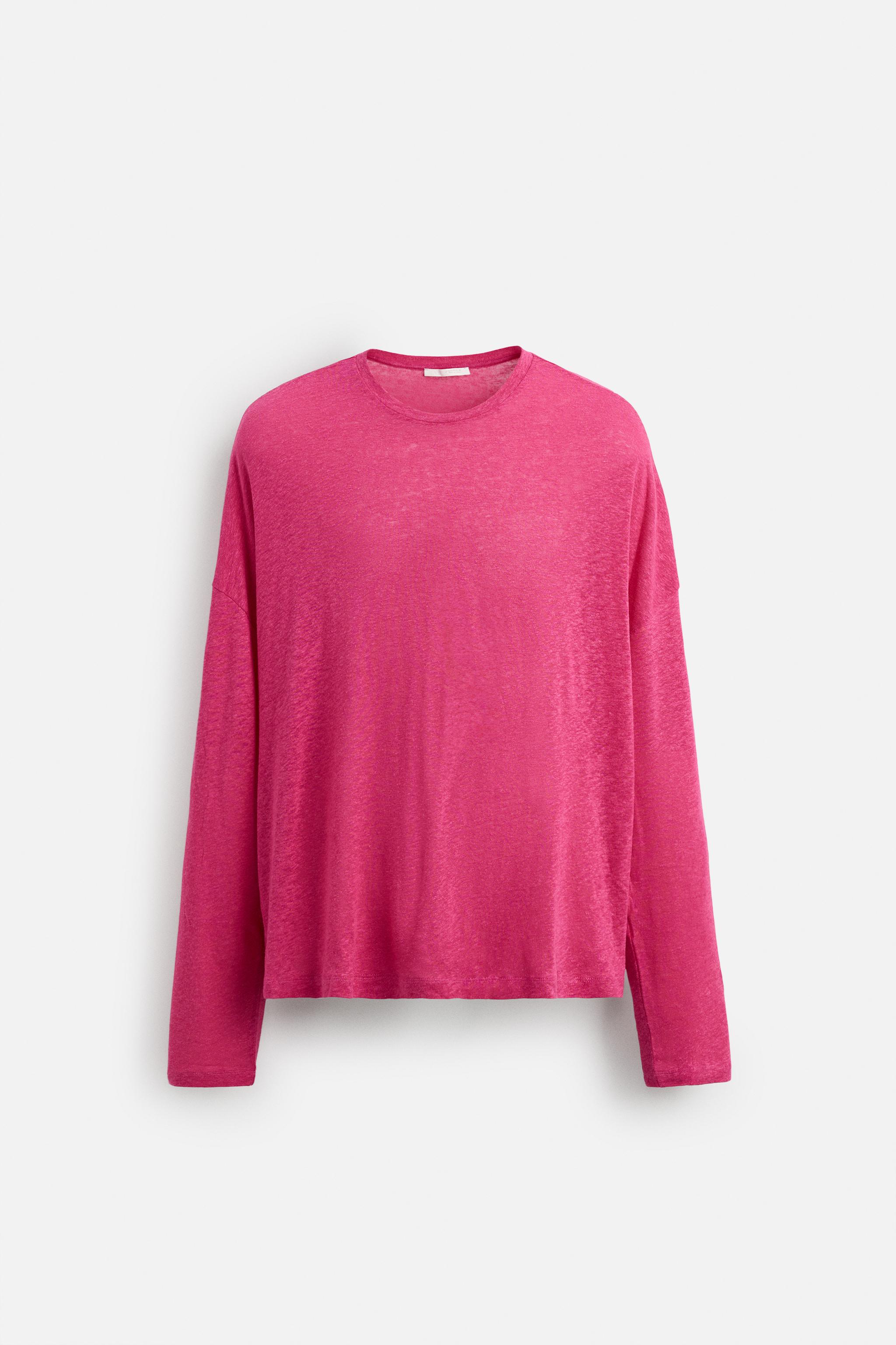 ★ドイツ発*ZARA*新作*ビスコースリネン長袖Tシャツ/TURQUOISE★ 05584300402-e2.jpg?ts=