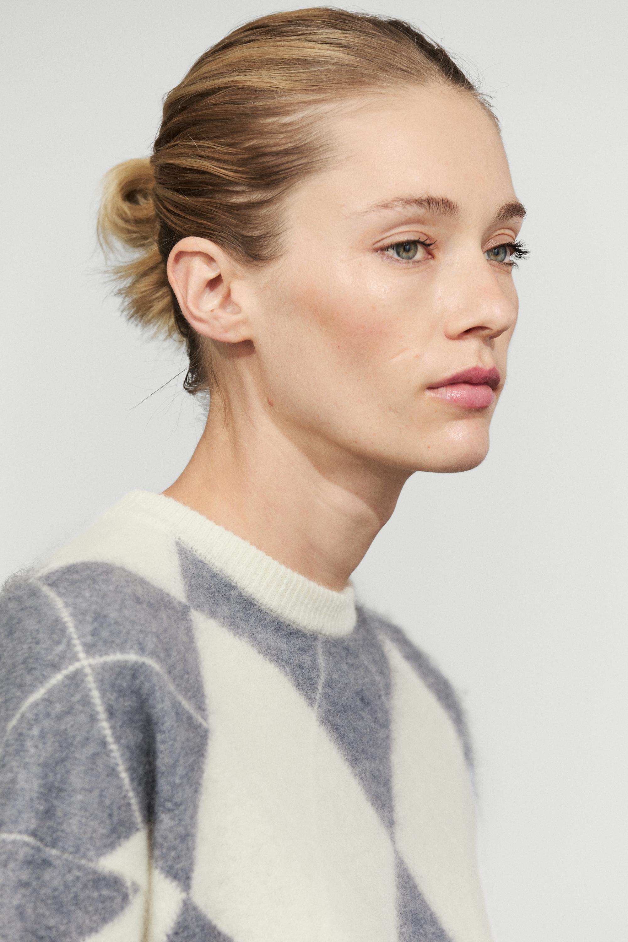 Pull en maille à losanges et mélange de laine