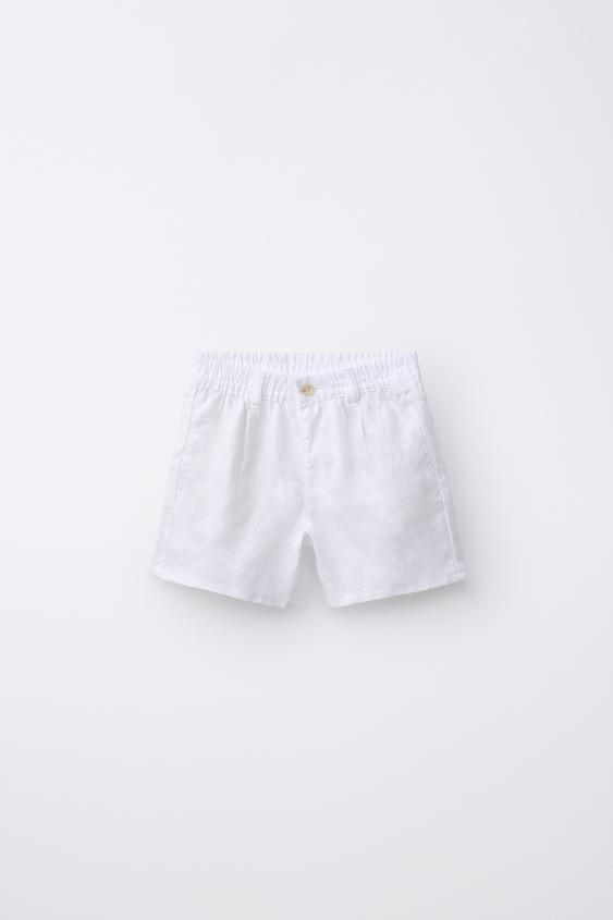 100% LINEN BERMUDA SHORTS - White by Zara - Image 0