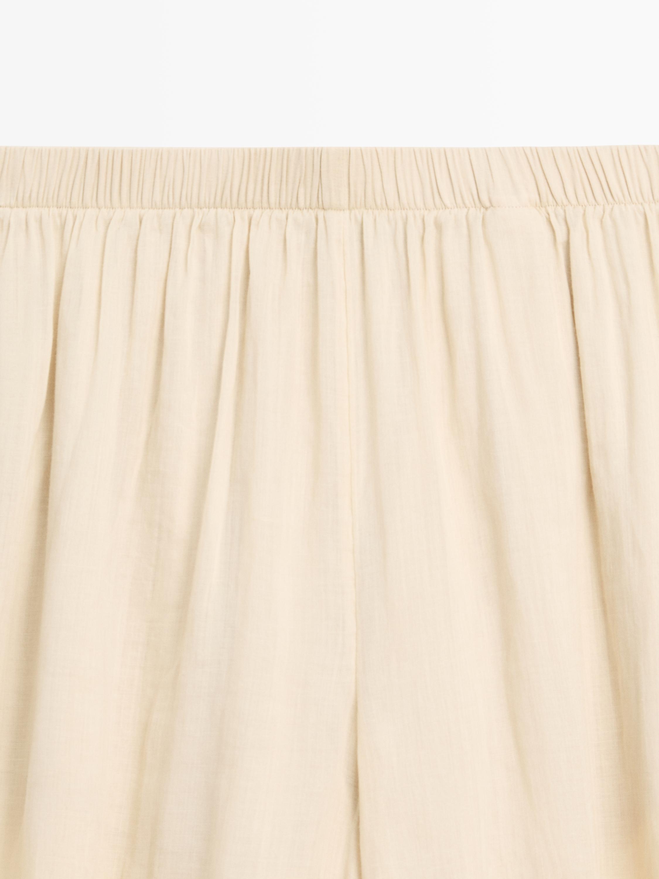 Flowing ramie sarouel trousers