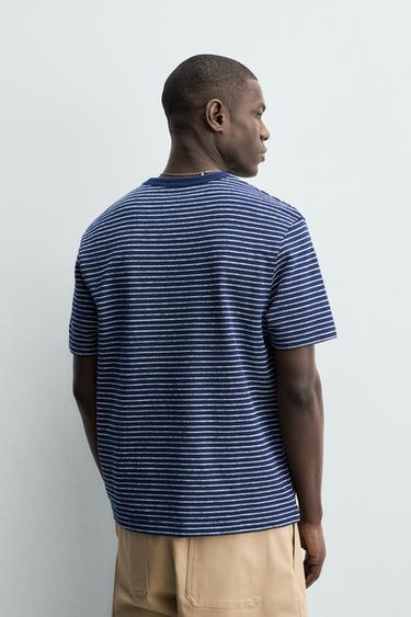 JACQUARD STRIPED T-SHIRT - Blue/White by Zara - Image 2