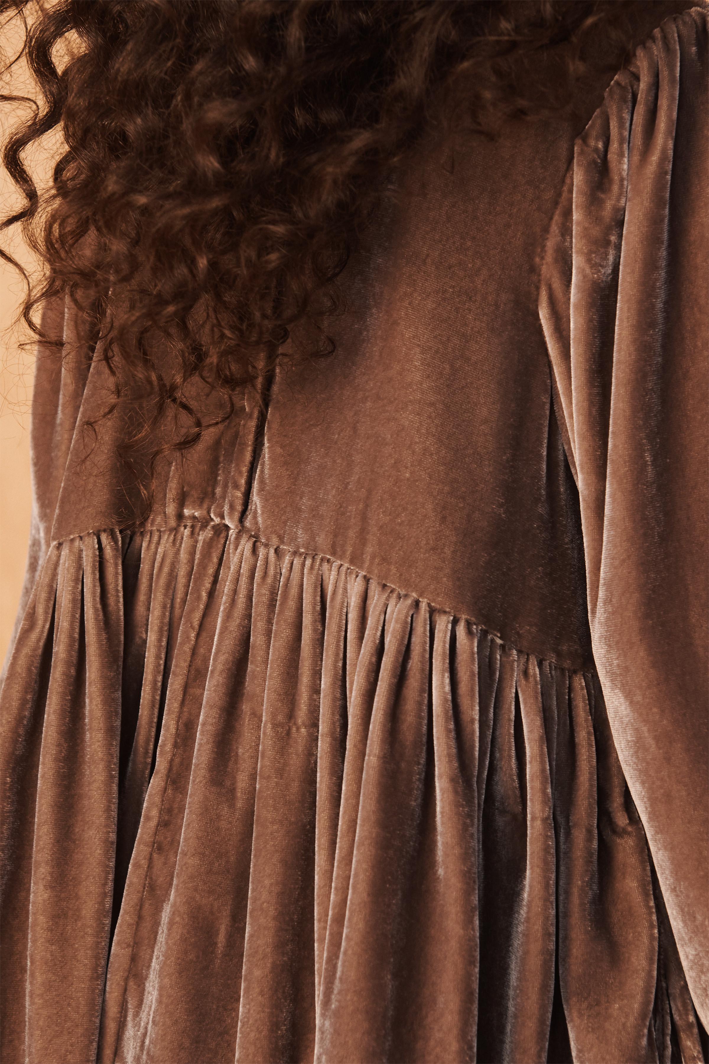 LIMITED EDITION EMBROIDERED SMOCKED VELVET DRESS