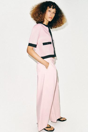 GILET EN MAILLE BIMATIÈRE MANCHES COURTES - Rose de Zara - Image 3