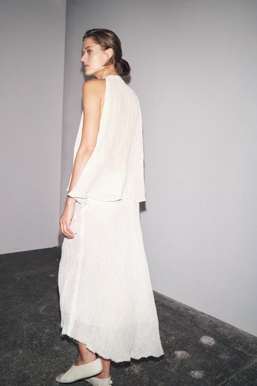 ZW COLLECTION 100% LINEN MIDI SKIRT - Ecru by Zara - Image 6