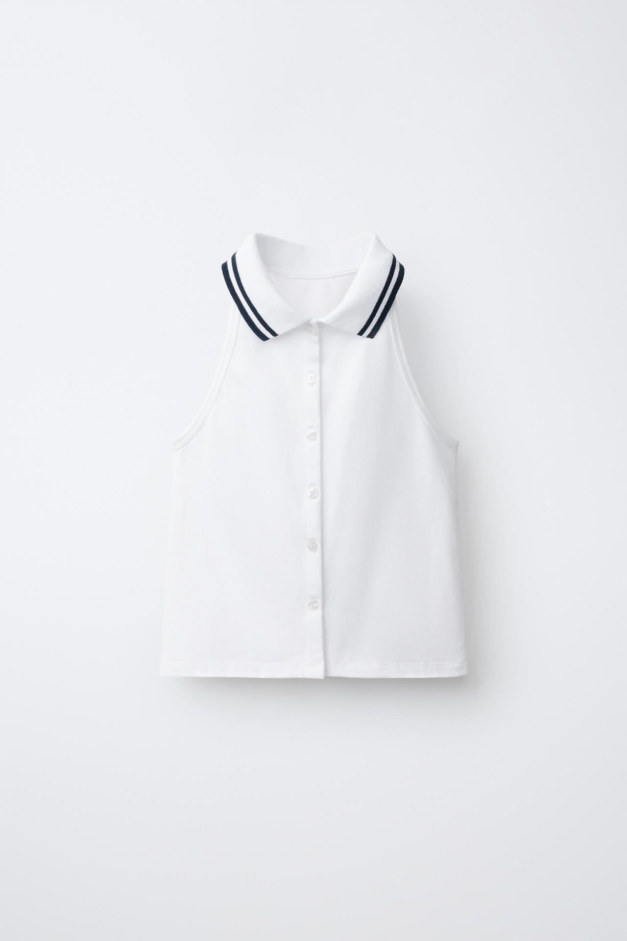 HALTER NECK PIQUÉ POLO — Ecru