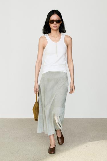 Zara Cotton blend crew neck T-shirt - White - Image 0