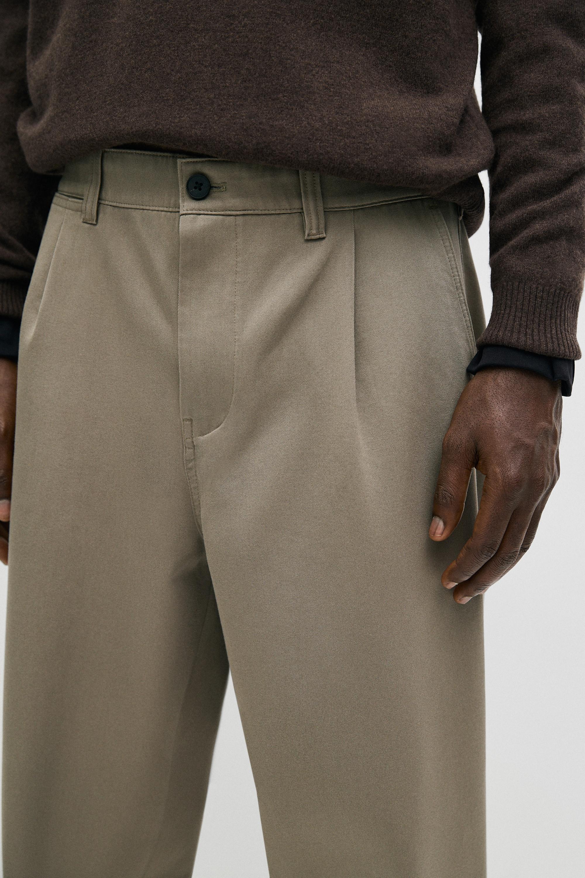 Pantalon relaxed fit en daim à pinces