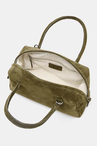 SPLIT SUEDE BOWLING BAG - Khaki Green by Zara - Image 5