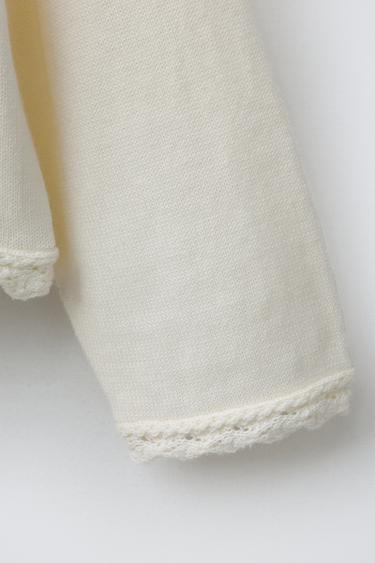 KNIT CARDIGAN WITH OPENWORK DETAILS - Ecru by Zara - Image 3