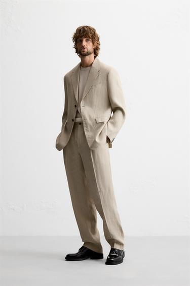 Zara SUIT JACKET IN 100% LINEN - Sand - Image 0