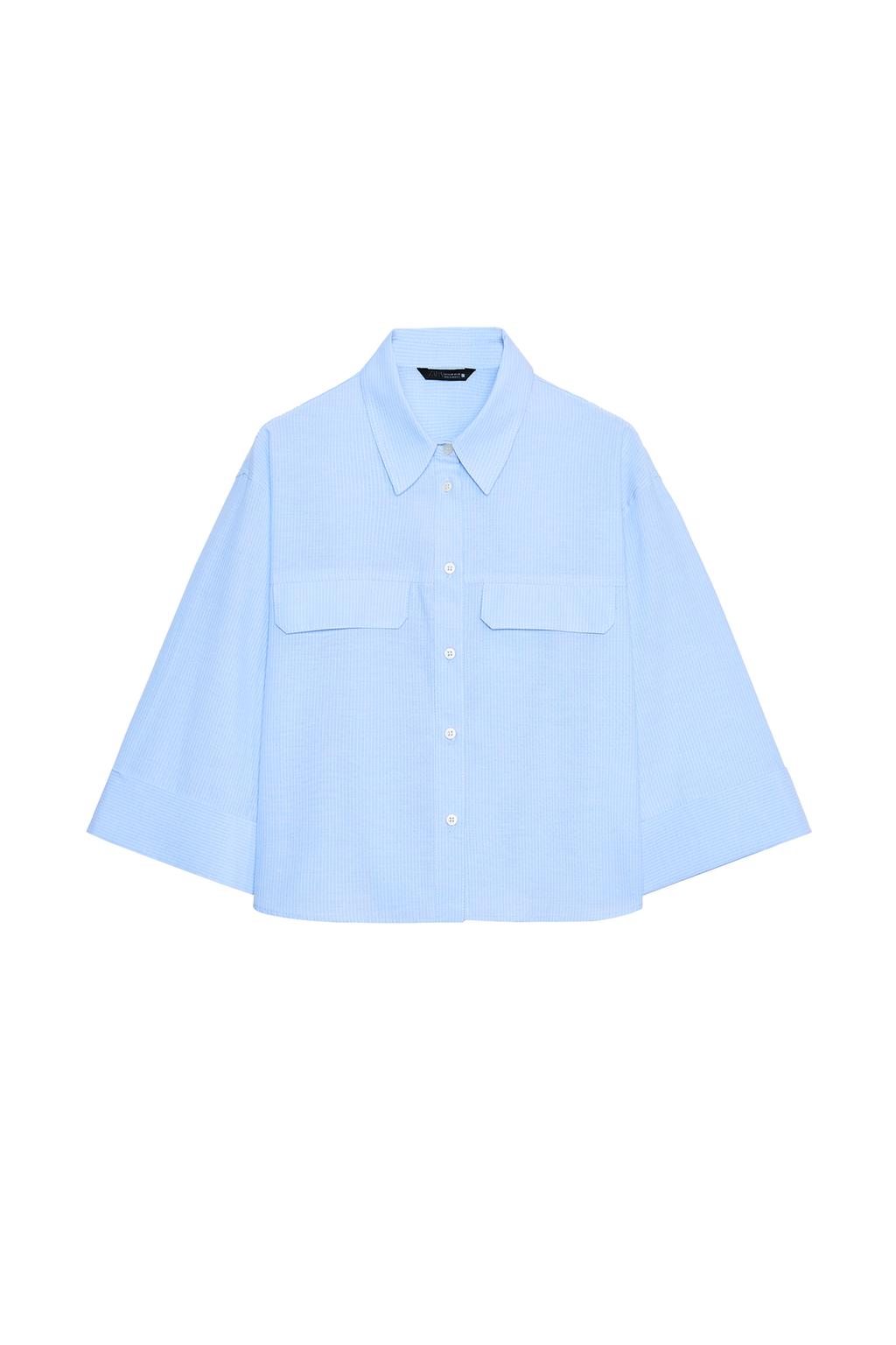 SHORT SHIRT WITH STRIPED FLAPS - image 3