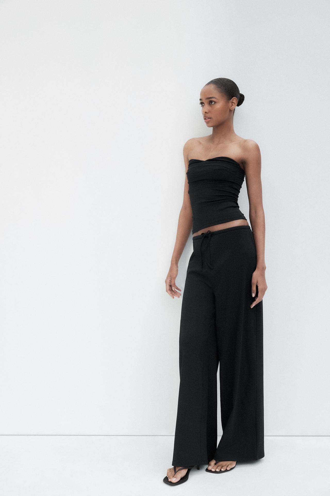 TEXTURED STRAIGHT-LEG TROUSERS - Black by Zara