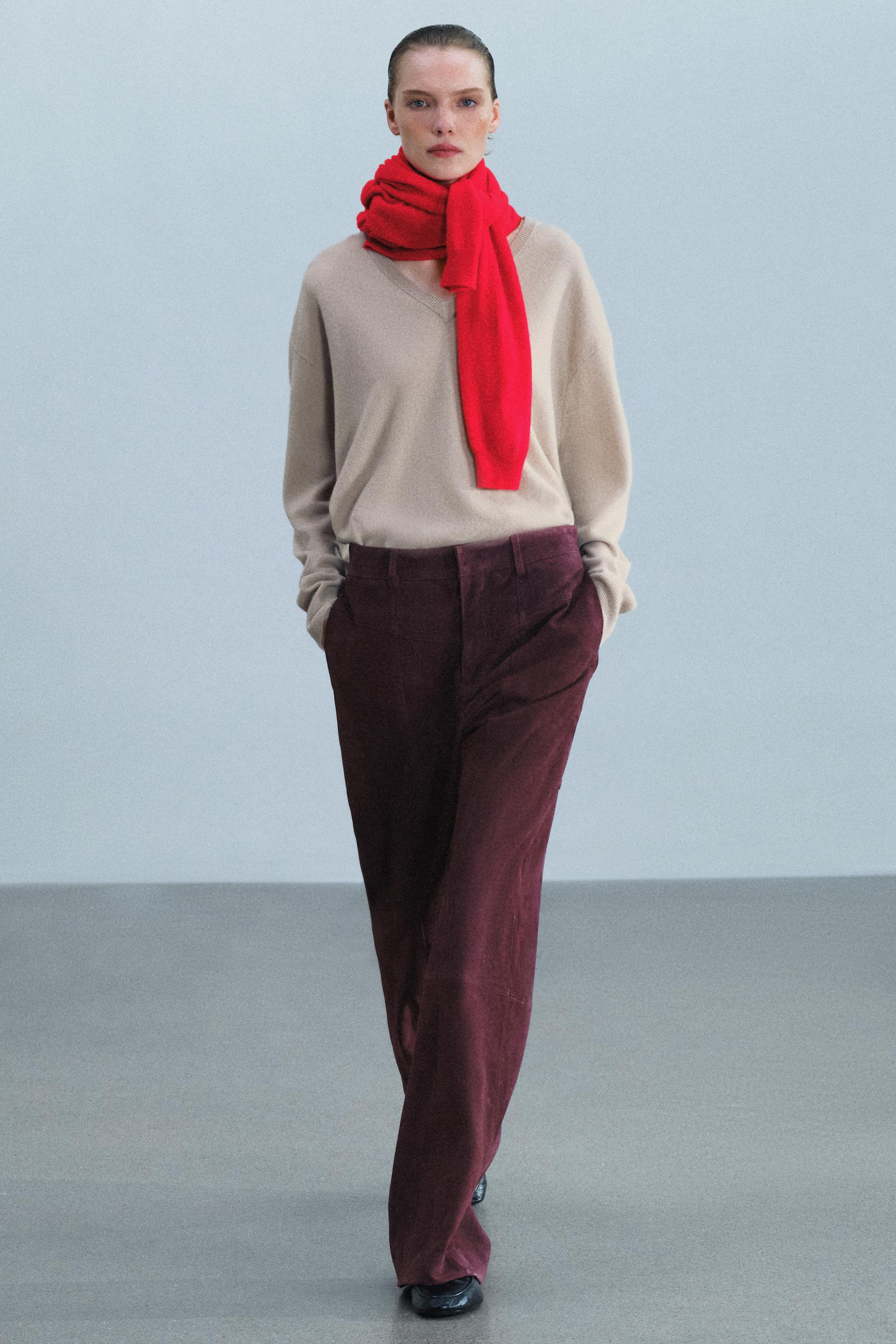 PANTALON EN CUIR DAIM 100 % AVEC POCHES ZW COLLECTION