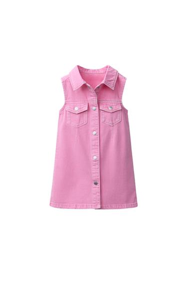 VESTIDO DENIM SKATER - Rosa de Zara