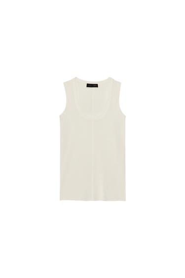 EXTRA-FINE WOOL BLEND TOP - Ecru by Zara