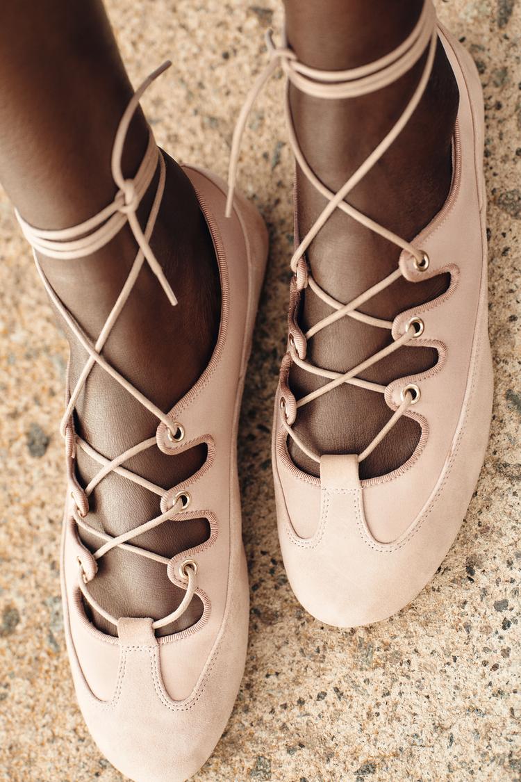 Ballerine Lacci In Velluto Velluto Ballerine Basse Con Lacci