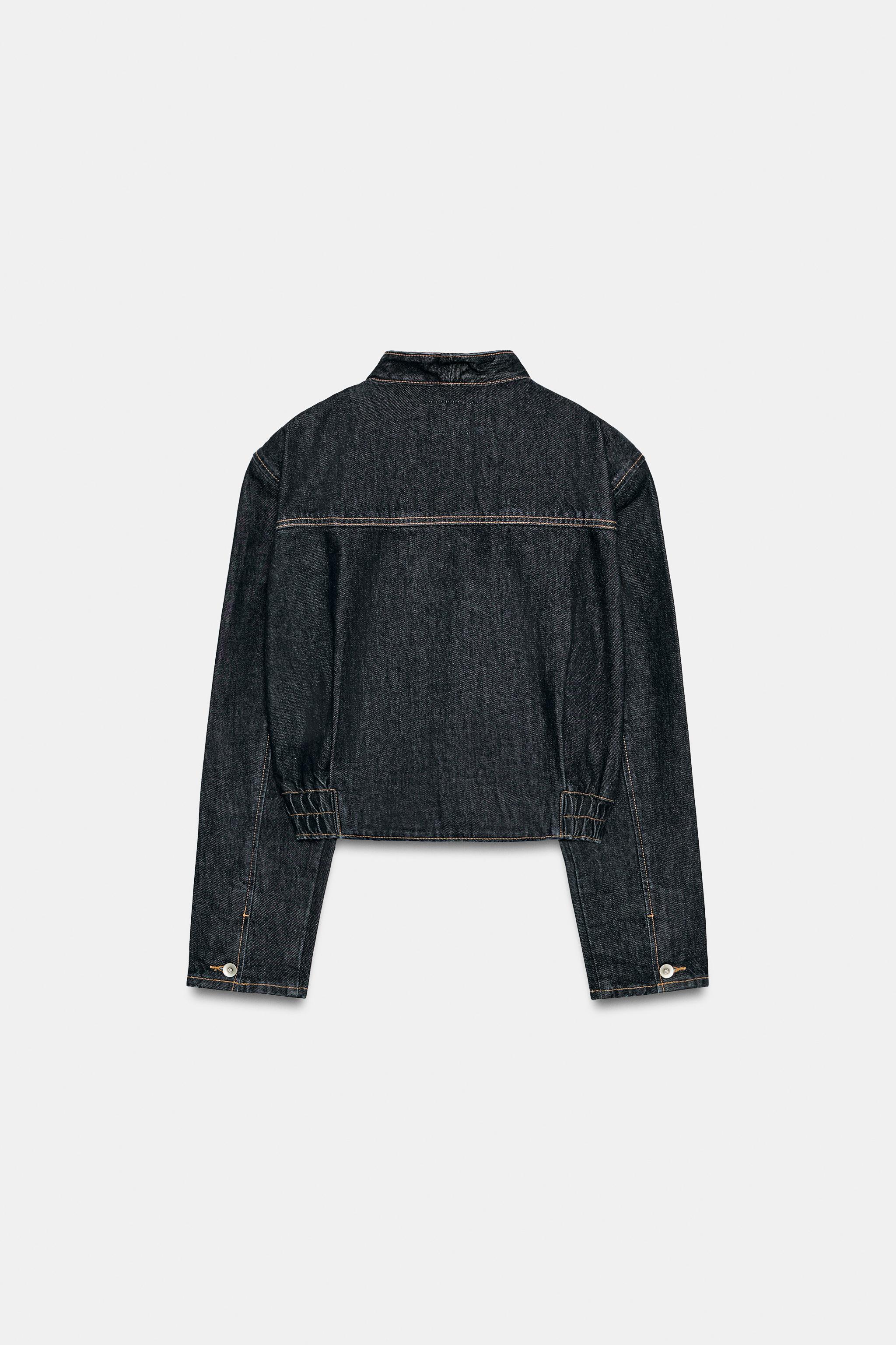 Женские куртки Zara TRF DENIM CROSSOVER BOMBER JACKET — фото 7