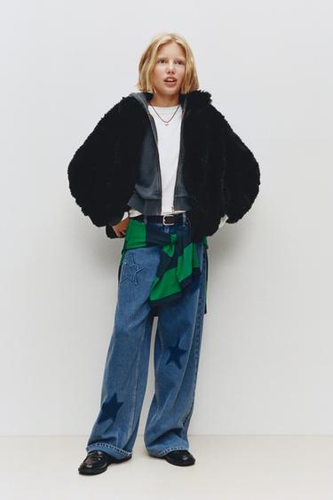 JEAN LARGE À PIÈCES ÉTOILES - Bleu roi de Zara