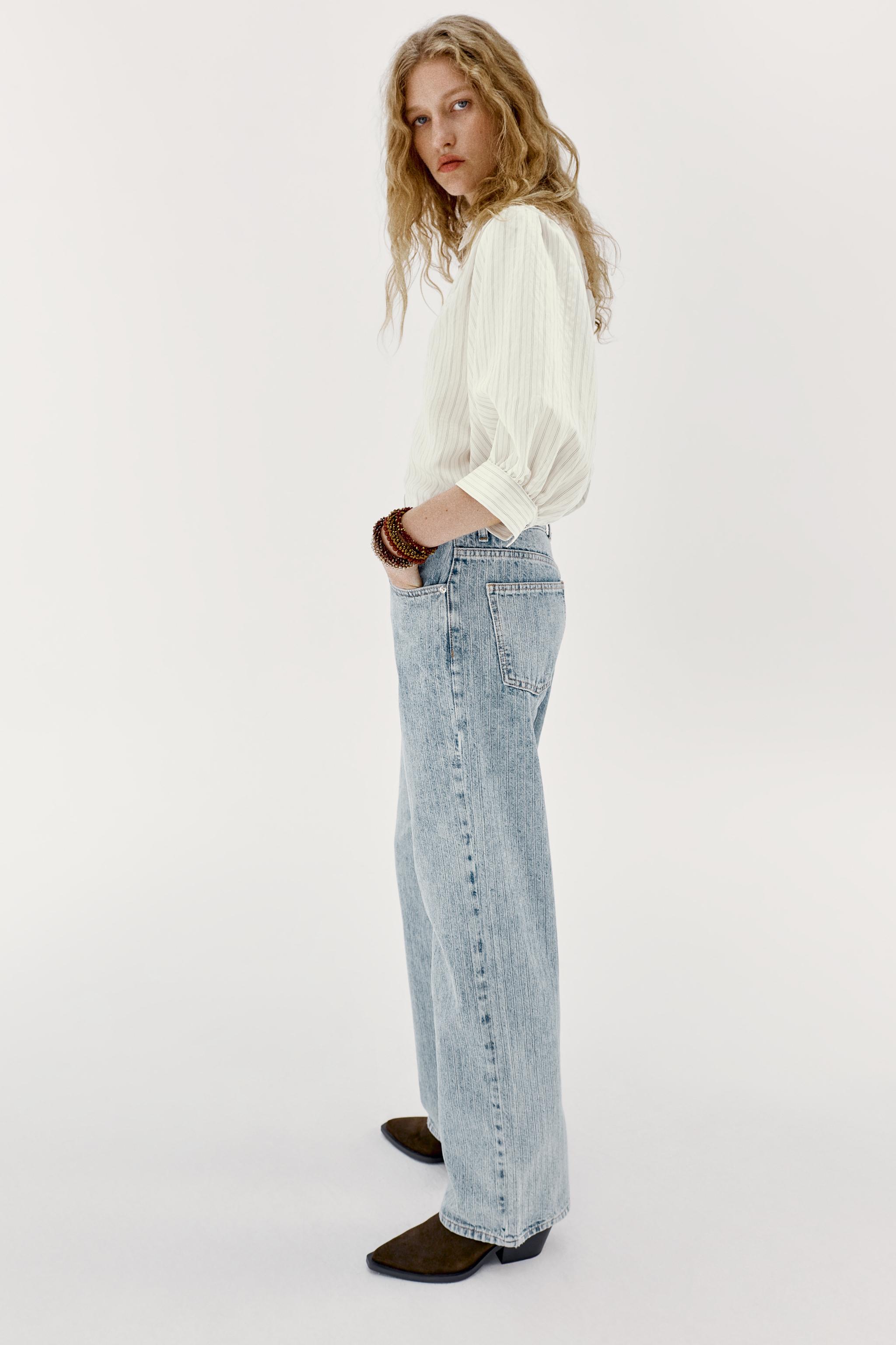 Женские джинсы Zara Z1975 MID-RISE STRAIGHT JACQUARD JEANS — фото 4