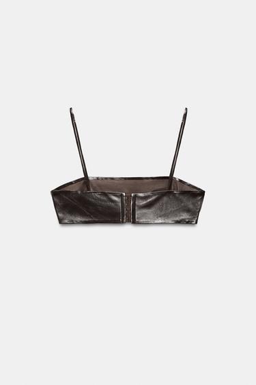 ZW COLLECTION 100% LEATHER CROP TOP - Brown by Zara - Image 5