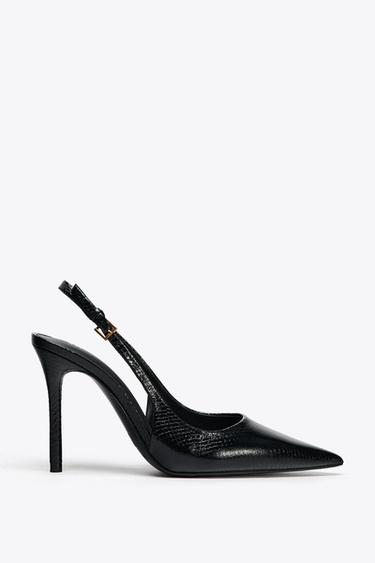 ZAPATO TACÓN RELIEVE - Negro de Zara