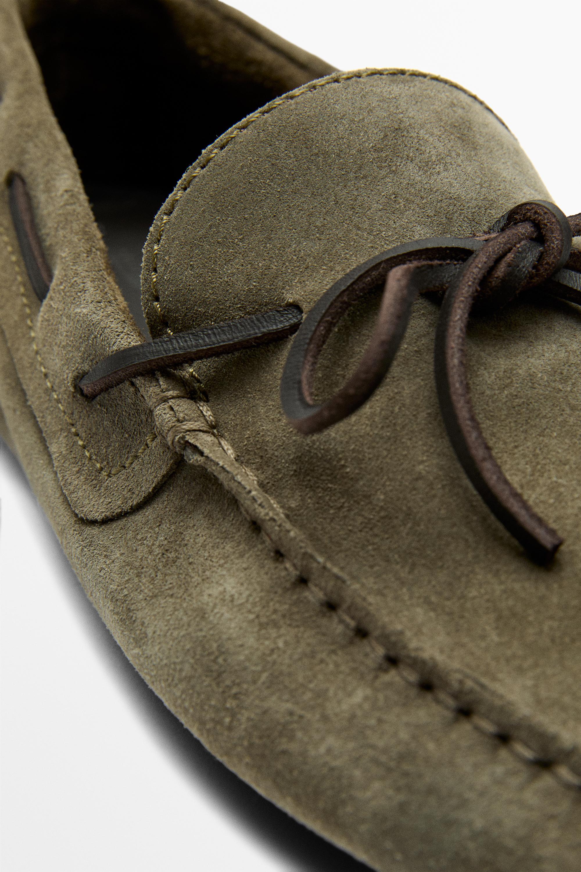 Soft leather loafers with tie