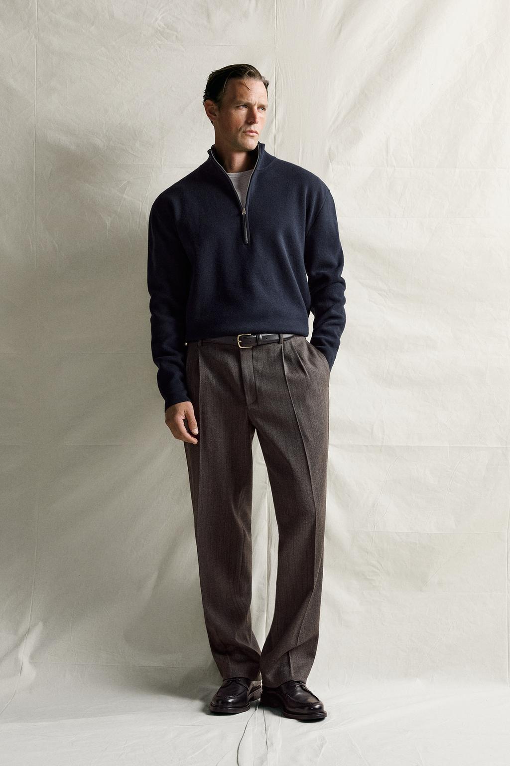 COTTON-WOOL QUARTER-ZIP JUMPER