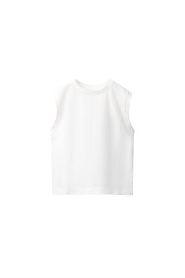 CAMISETA LISA MANGA SISA - Blanco de Zara