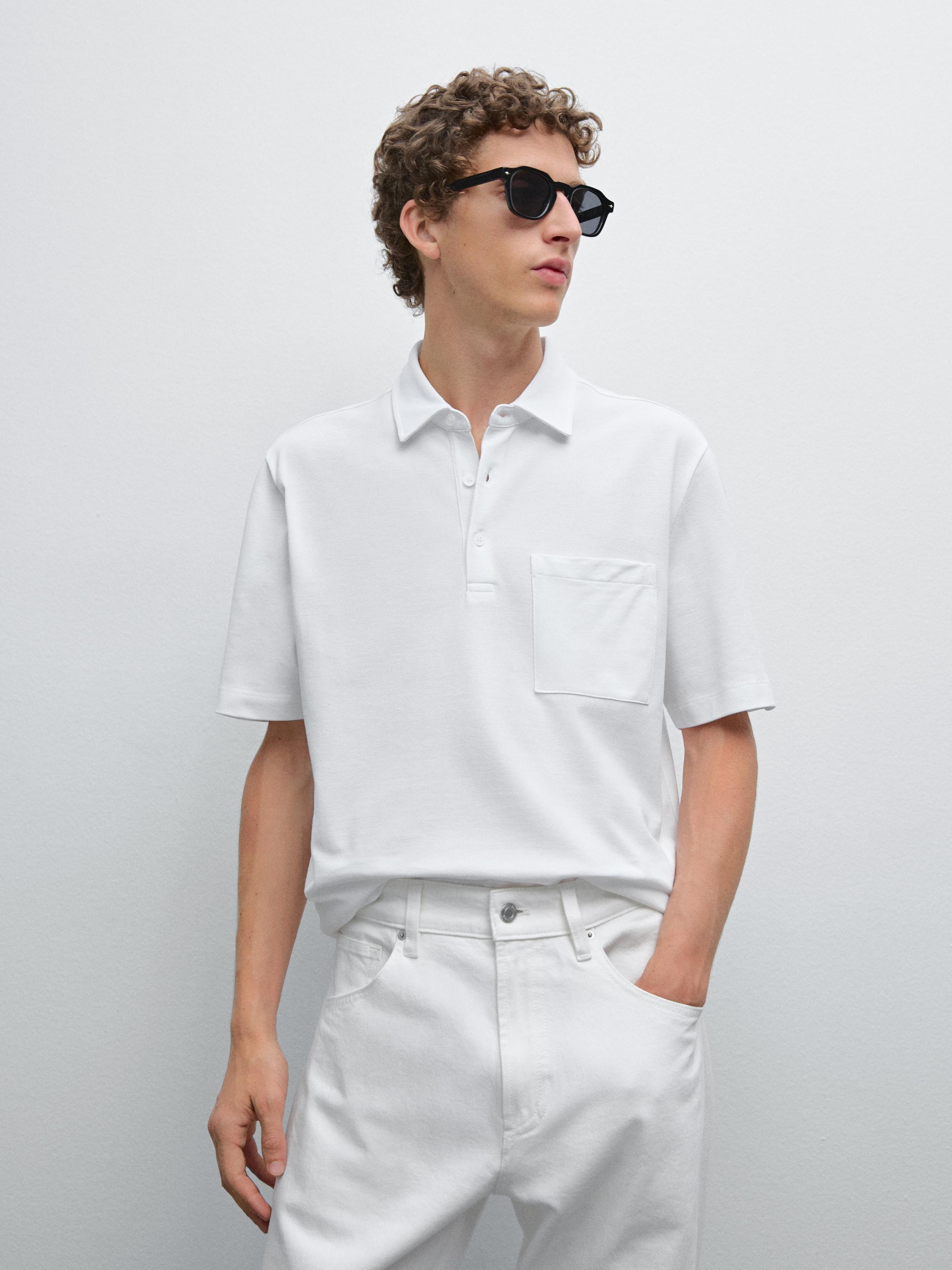 Piqué textured 100% cotton polo shirt