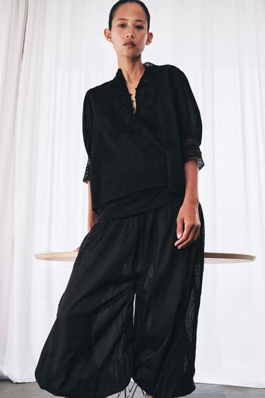 BLUSA BORDADOS ZW COLLECTION - Negro de Zara