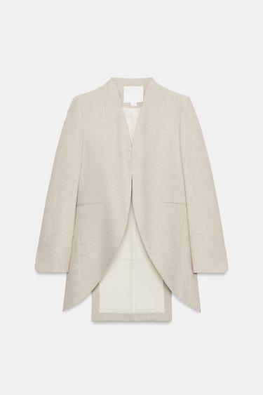 BLAZER LONGUE À RAYURES ZW COLLECTION - Sable / Chiné de Zara - Image 5