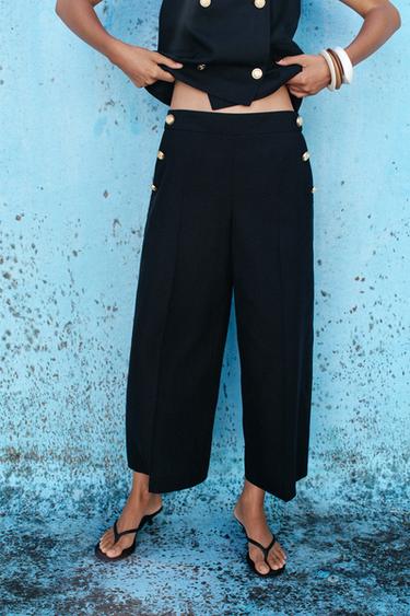 JUPE-CULOTTE BOUTONS - Bleu marine de Zara - Image 2