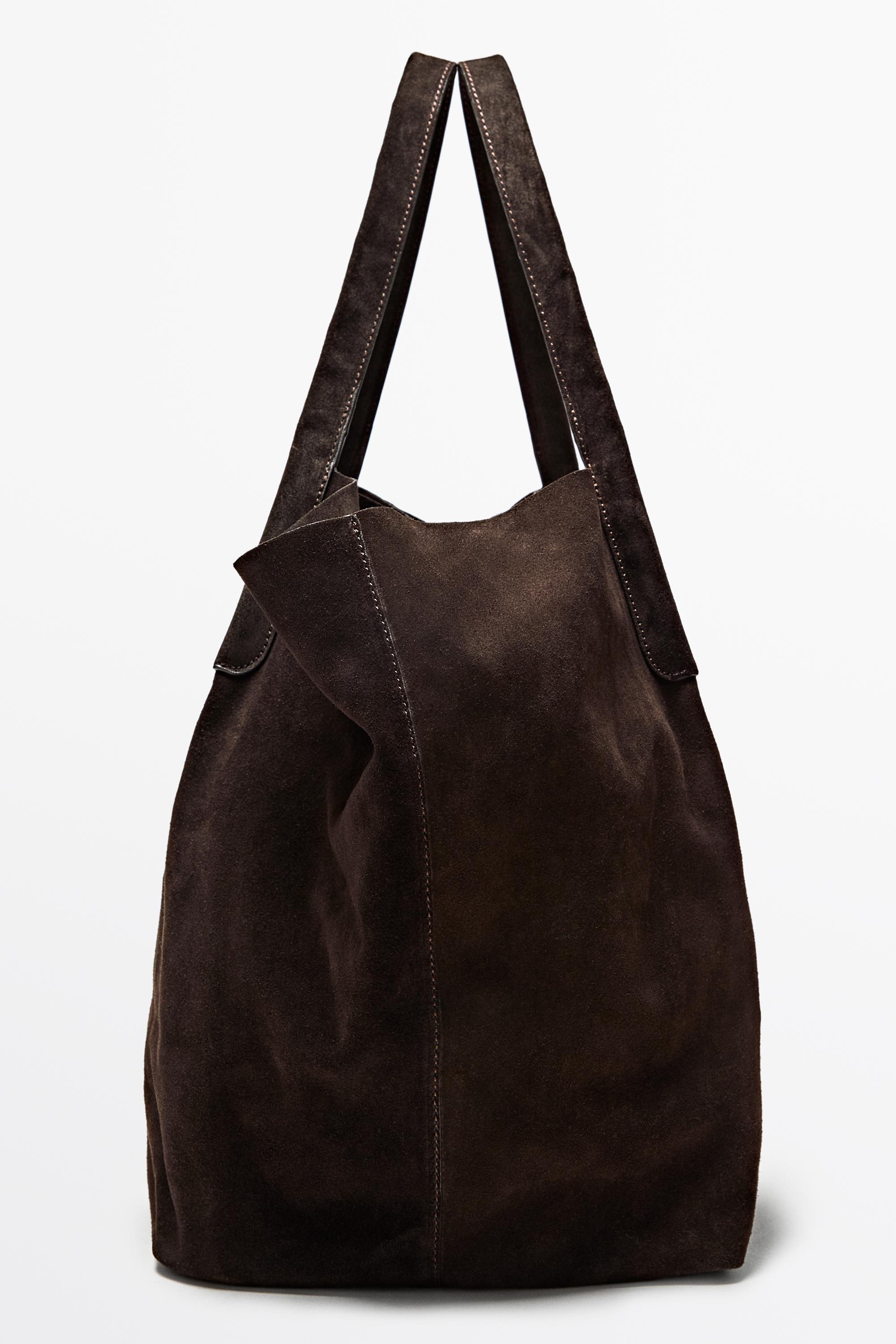 Split leather tote bag
