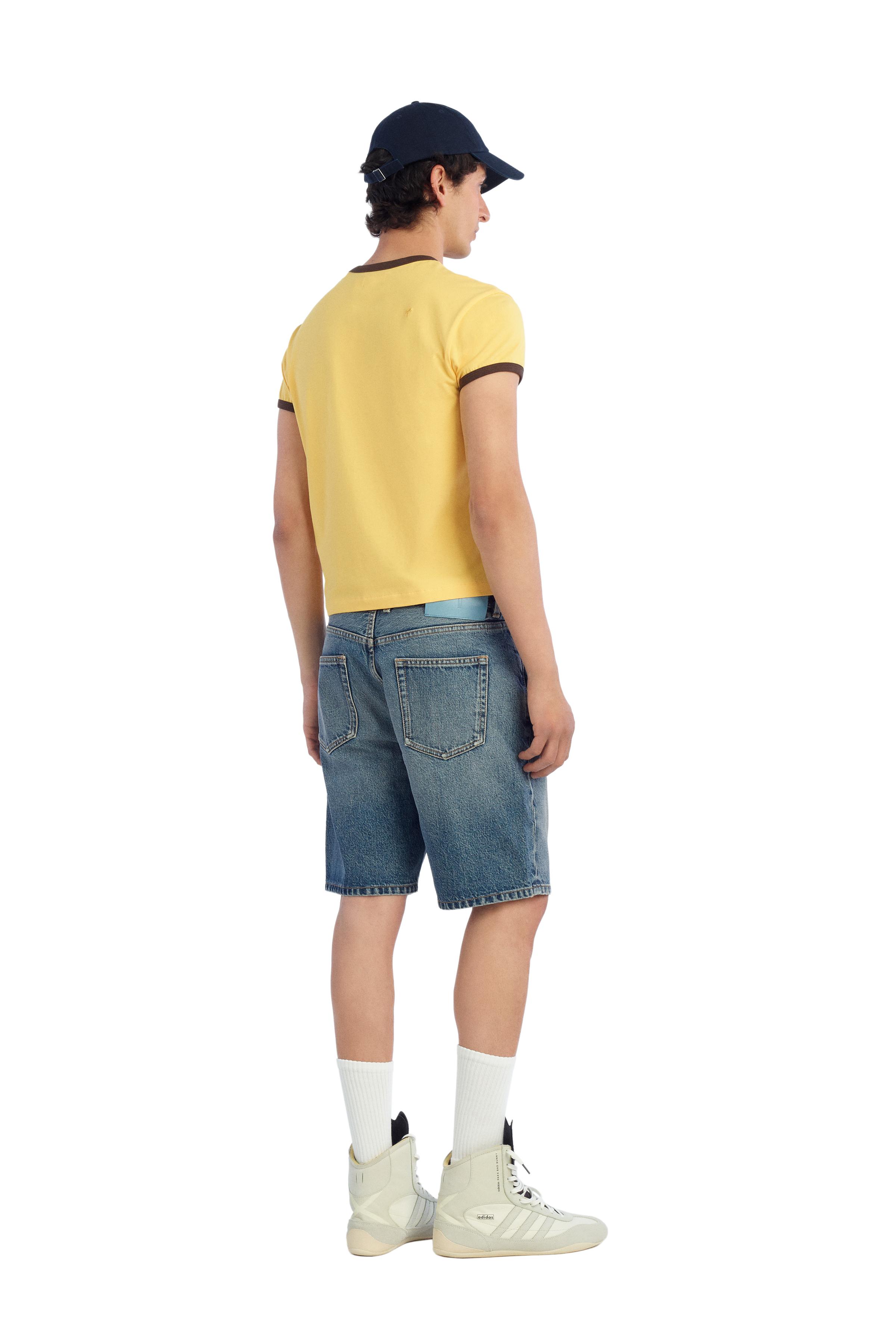 SLIM FIT RIB CONTRAST T-SHIRT — Yellow