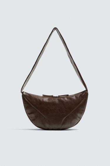 BOLSO HOMBRO PIEL - Marrón de Zara