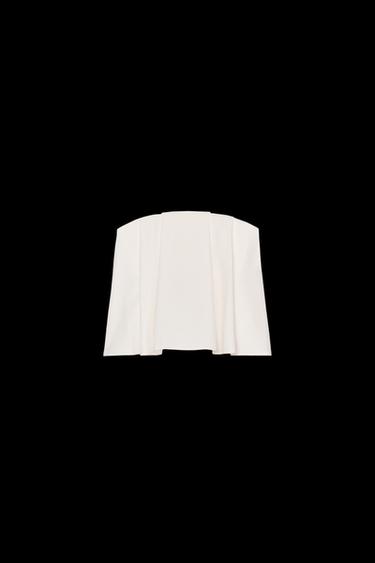 Zara PLEATED STRAPLESS TOP - Ecru - Image 0
