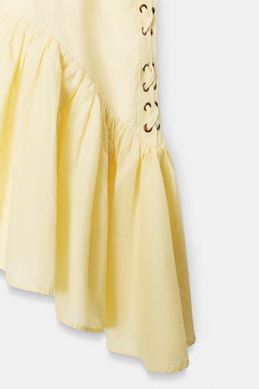 ROBE POPELINE LACETS VOLANTS - Jaune clair de Zara - Image 6