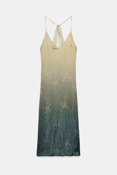 VESTIDO MIDI LENCERO - Verdes de Zara - Imagen 0