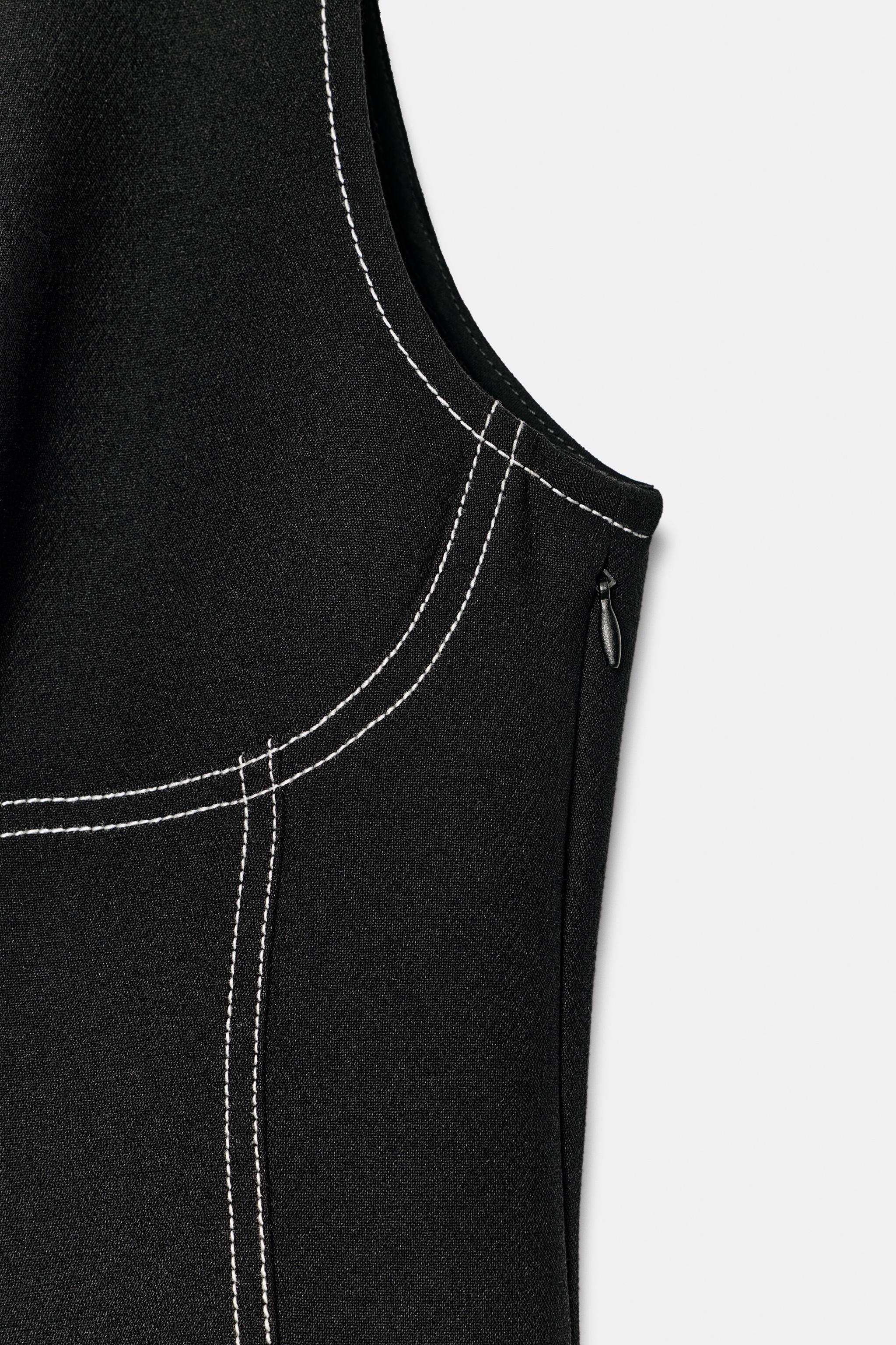 CONTRAST TOPSTITCHED MINI DRESS