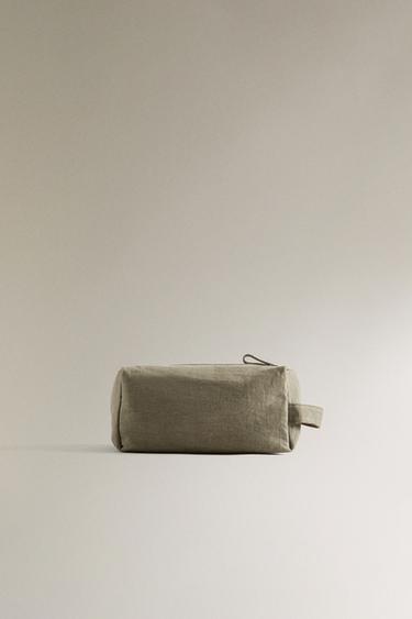 미디엄 린넨 파우치 - Zara 그린