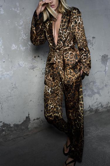 Zara ZW COLLECTION ANIMAL PRINT JACQUARD BLAZER - Leopard